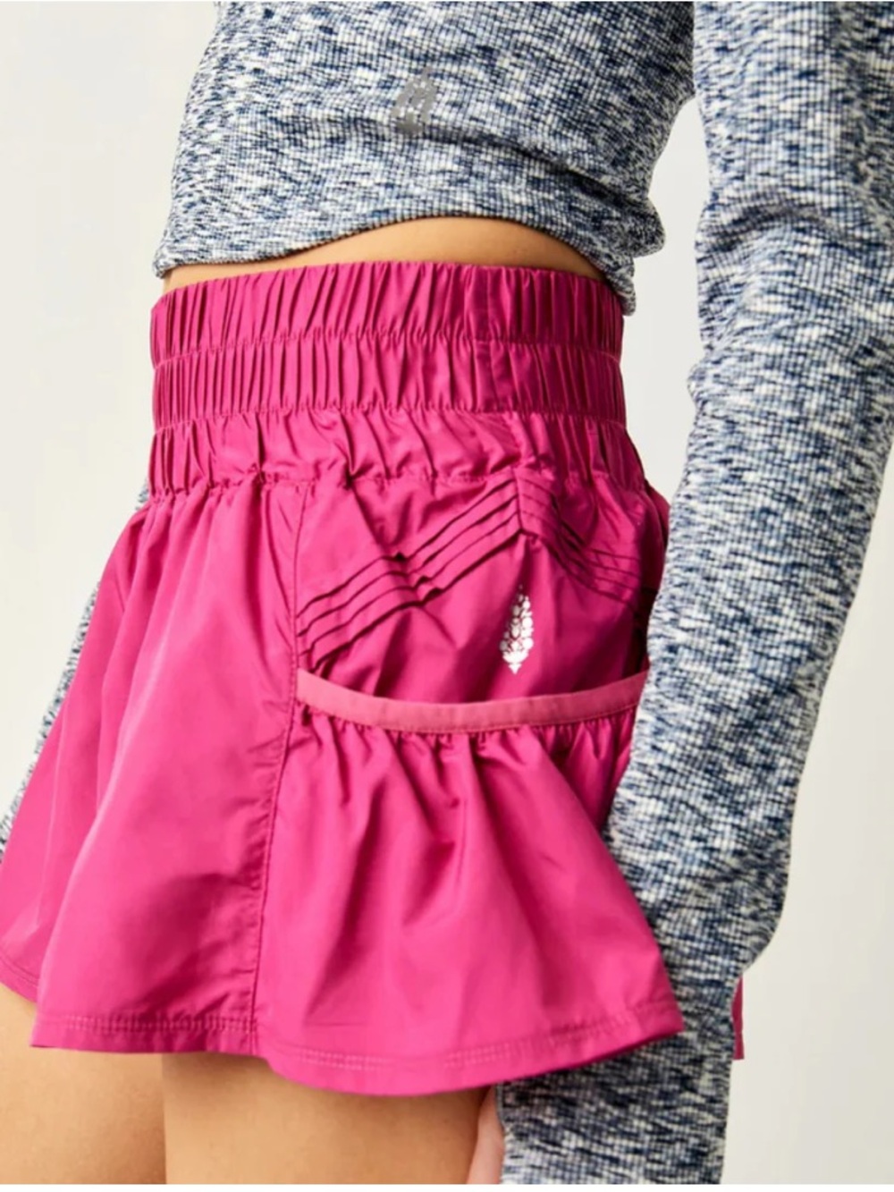 Free People Movement Get Your Flirt On Fuchsia Athletic Shorts with Flared Hem